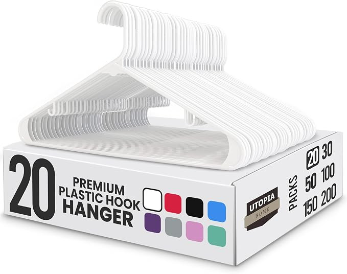 Utopia Home Plastic Hangers 20 Pack - Space Saving Clothes Hanger - Durable & Strong Closet Organ... | Amazon (US)