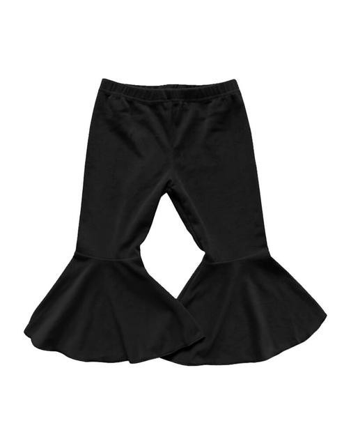Lina Pleated Velour Bell Bottoms - Black | Bailey's Blossoms