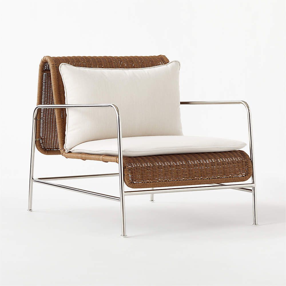 Corrina Faux Rattan Lounge Chair with Ivory Sunbrella Cushions + Reviews | CB2 | CB2