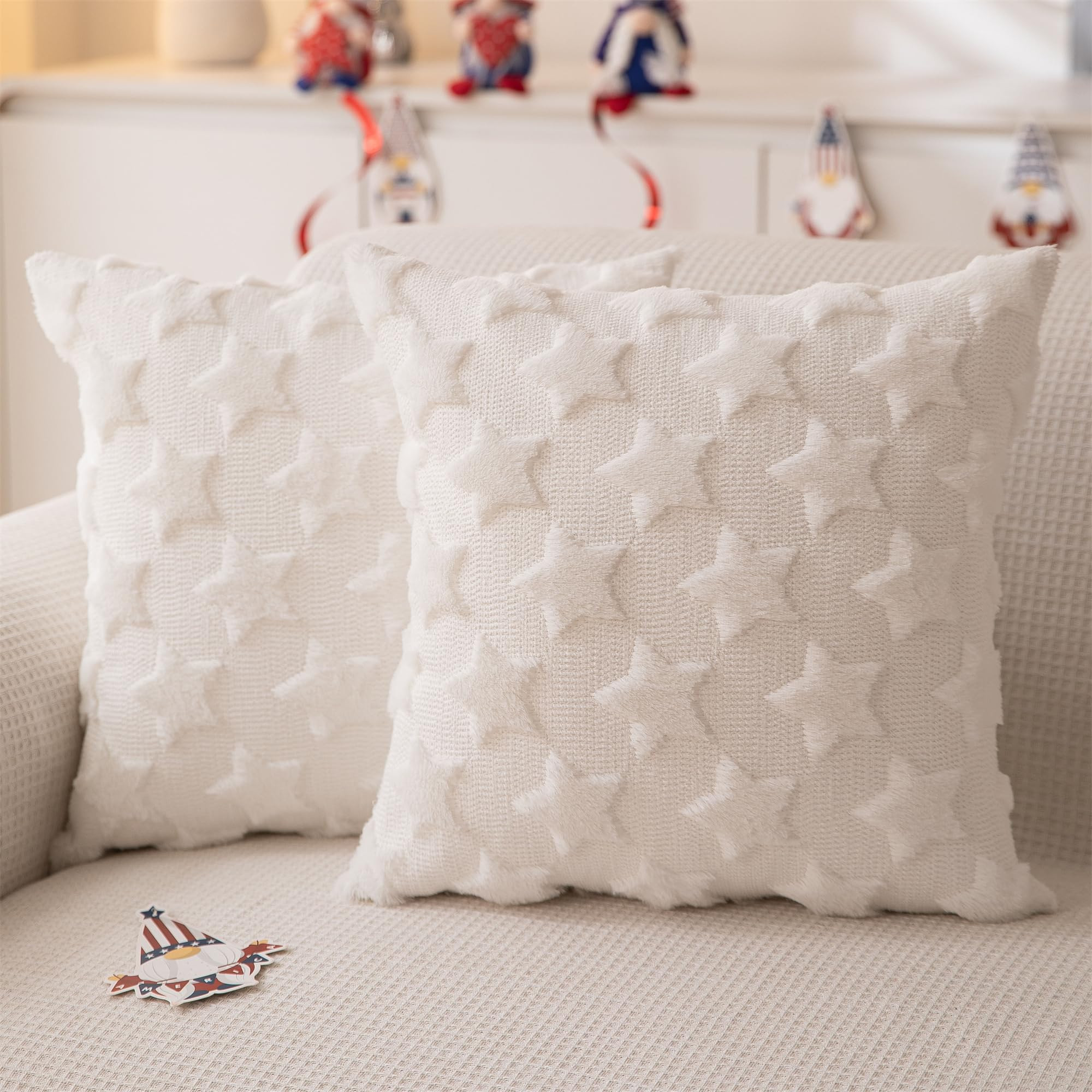 4th of July Pillow Covers 18x18 inch Set of 2 White Memorial Day Independence Day Pillow Cover So... | Amazon (US)