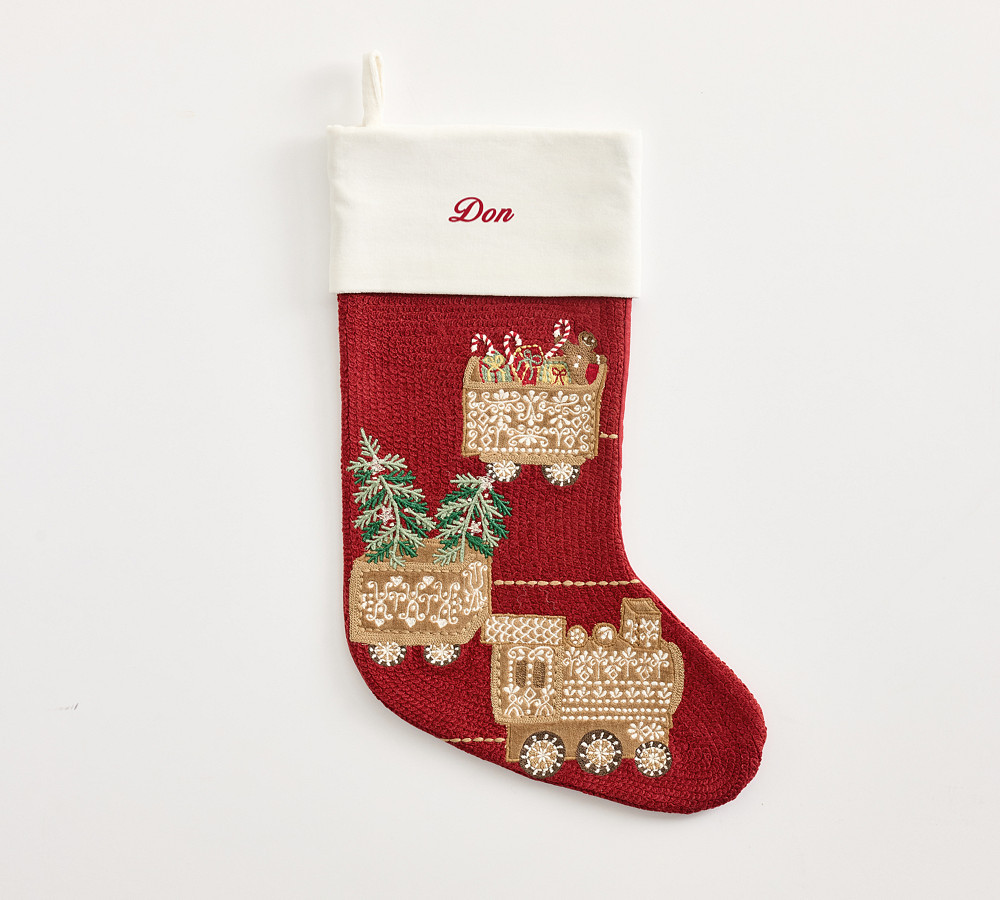 Holiday Icons Crewel Stockings | Pottery Barn (US)