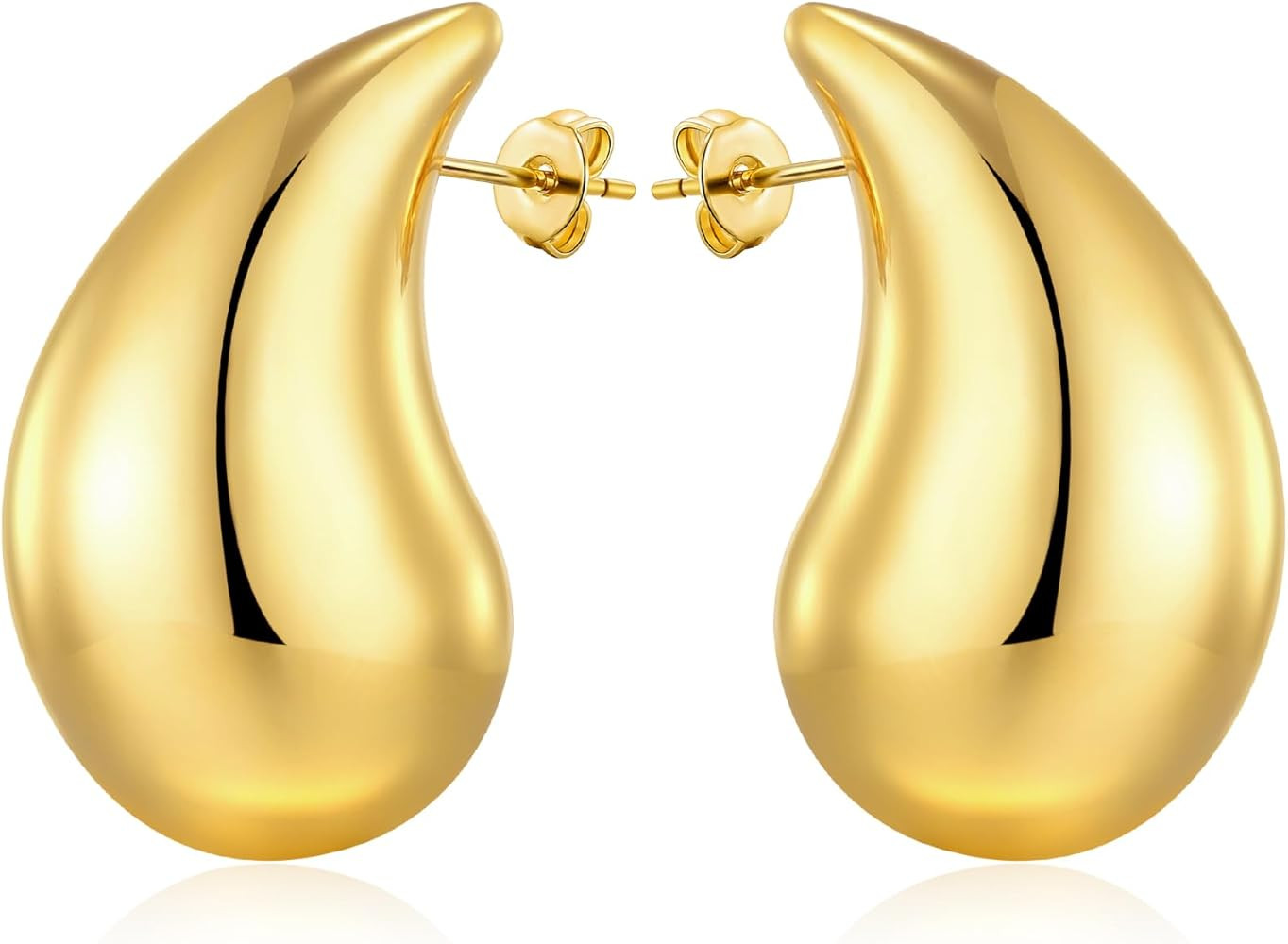 Chunky Gold Hoop Earrings for Women Lightweight 18K Gold Plated Hypoallergenic Waterdrop Hollow s... | Amazon (US)