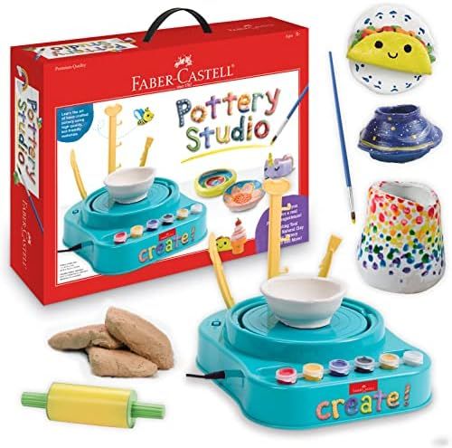 Faber-Castell Pottery Studio - Kids Pottery Wheel Kit for Ages 8+, Complete Pottery Wheel and Pai... | Amazon (US)
