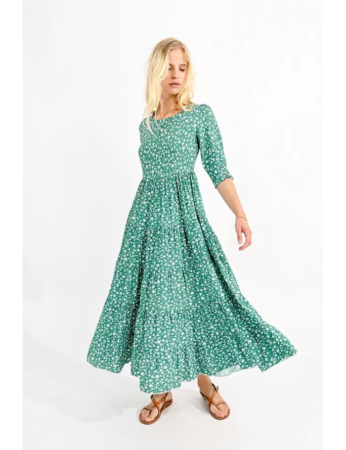 Robe imprimée, manches à smocks - Molly Bracken E-Shop | Molly Bracken