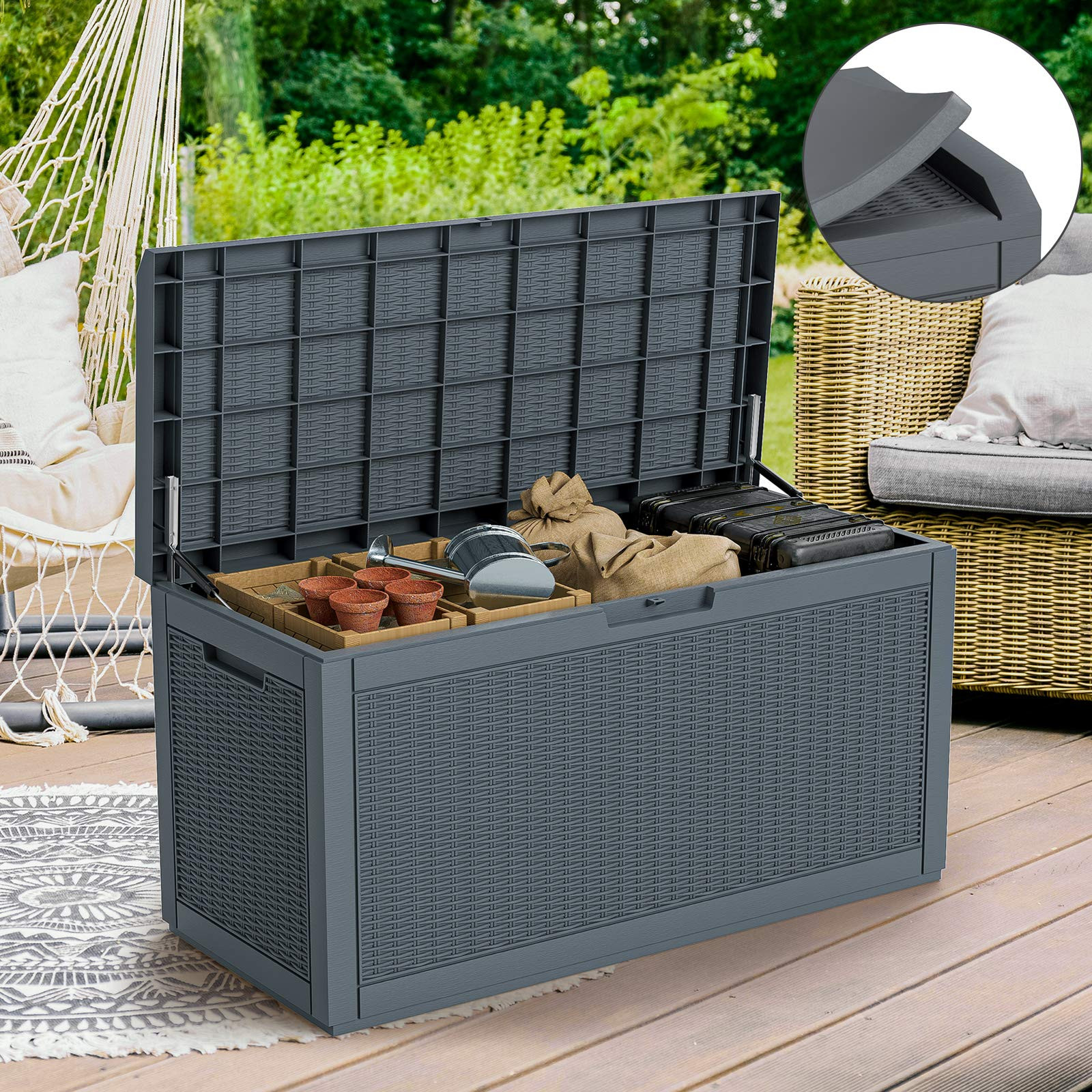 Amazon.com: Cozy Castle 100 Gallon Outdoor Storage Box, Deck Box, Resin Pool Toy Storage, Patio Stor | Amazon (US)