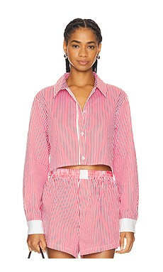 SNDYS X Revolve Darian Stripe Shirt in Red from Revolve.com | Revolve Clothing (Global)