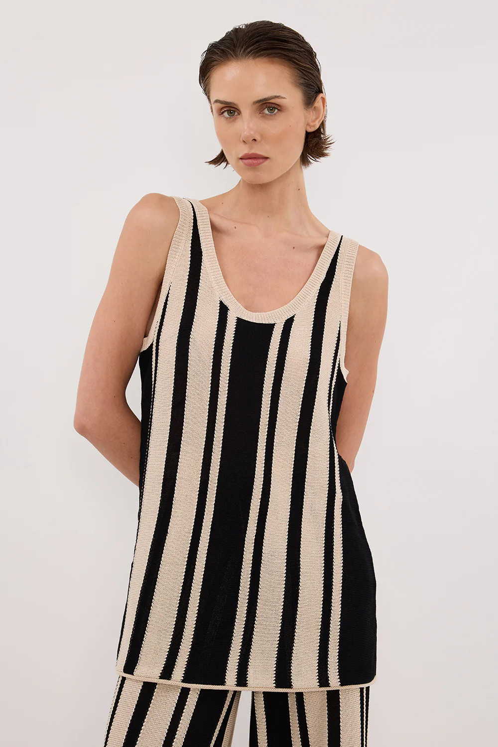 DELPHI STRIPE LONGLINE KNIT TUNIC | DISSH