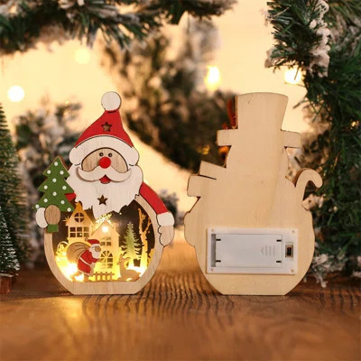 1 Piece Wooden Christmas Ornament, LED Lights Wooden Santa Claus Desktop Display Ornament, Christmas Party Decoration Craft Gifts | Wayfair North America