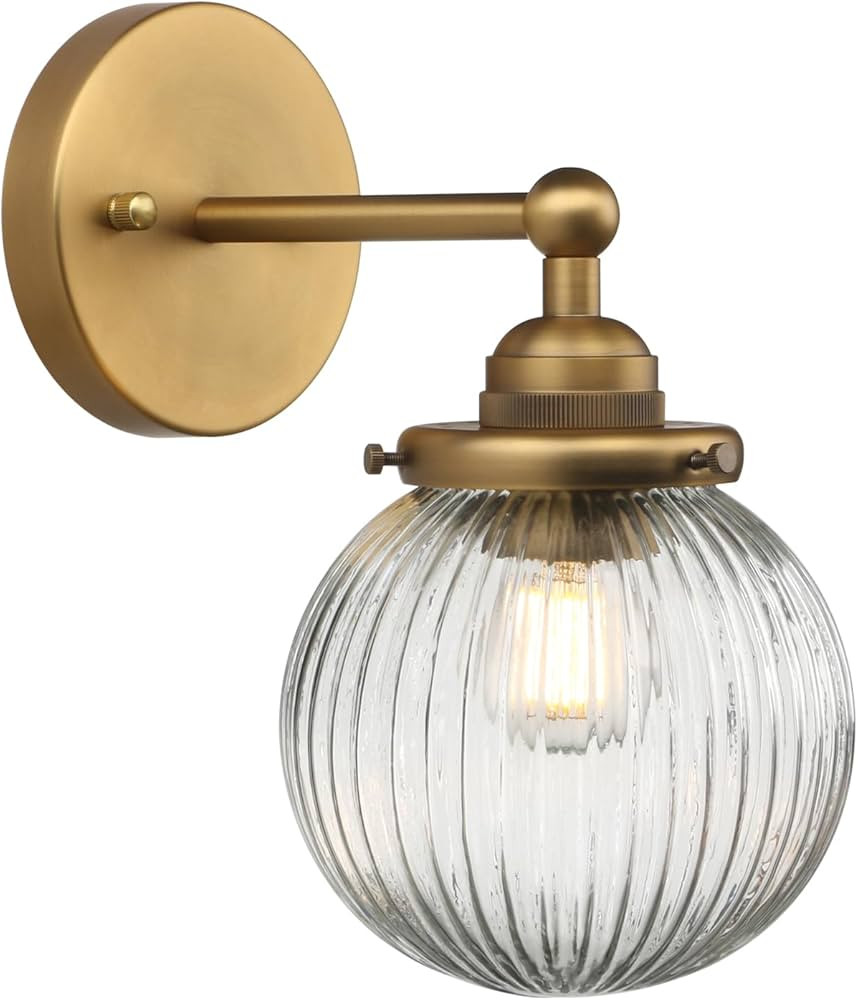 Yosoan 1-Light Indoor Wall Light, Farmhouse Hardwired Vintage Industrial Retro Striped Round Glas... | Amazon (US)