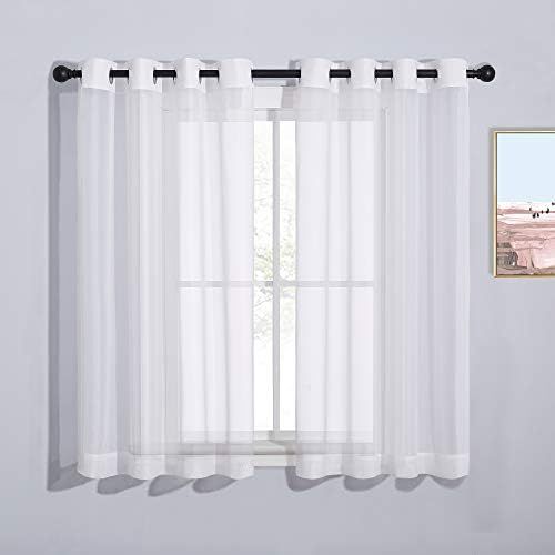 NICETOWN Bedroom Sheer Curtains 54 inch Length - Grommet Top Voile Textured Window Curtains Light... | Amazon (US)