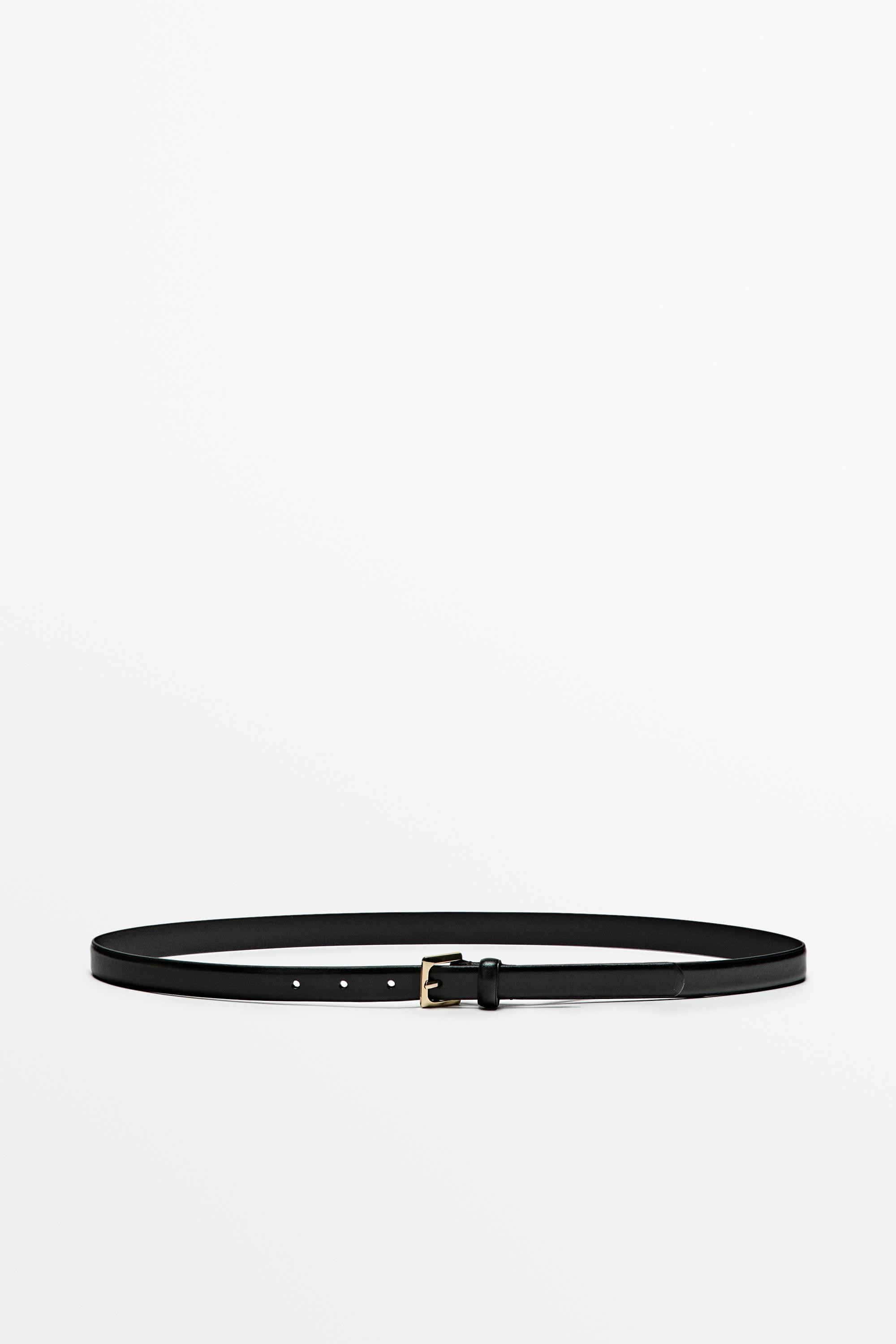 Nappa leather belt with square buckle - BLACK | Massimo Dutti UK
