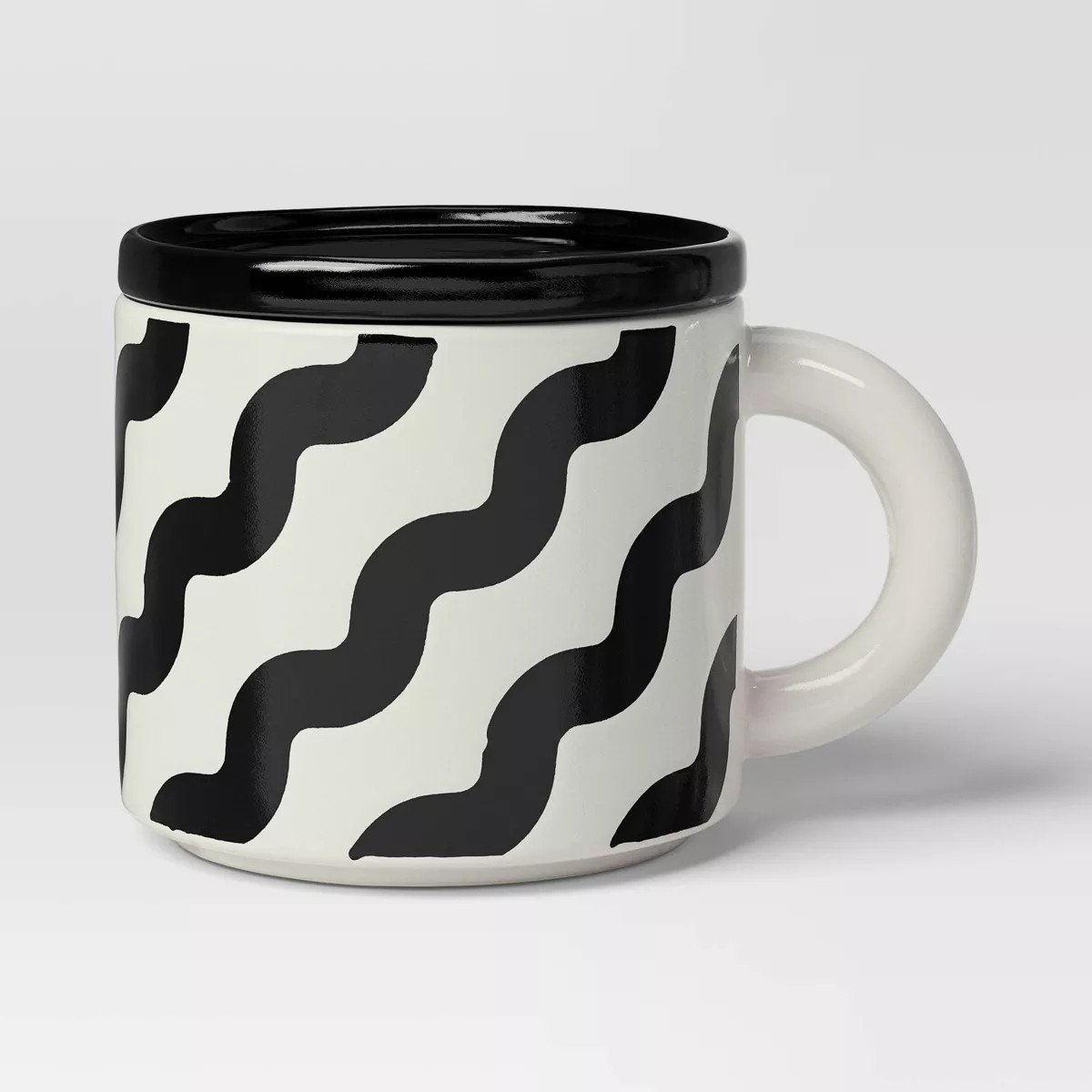 17 fl oz Stoneware Squiggly Print Lidded Mug - Room Essentials™ | Target