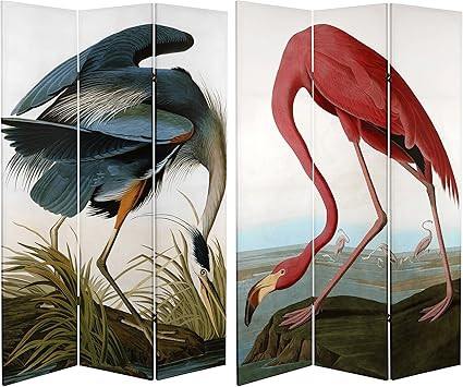 ORIENTAL Furniture Tall Double Sided Audubon Heron & Flamingo Canvas Room Divider, 6' | Amazon (US)