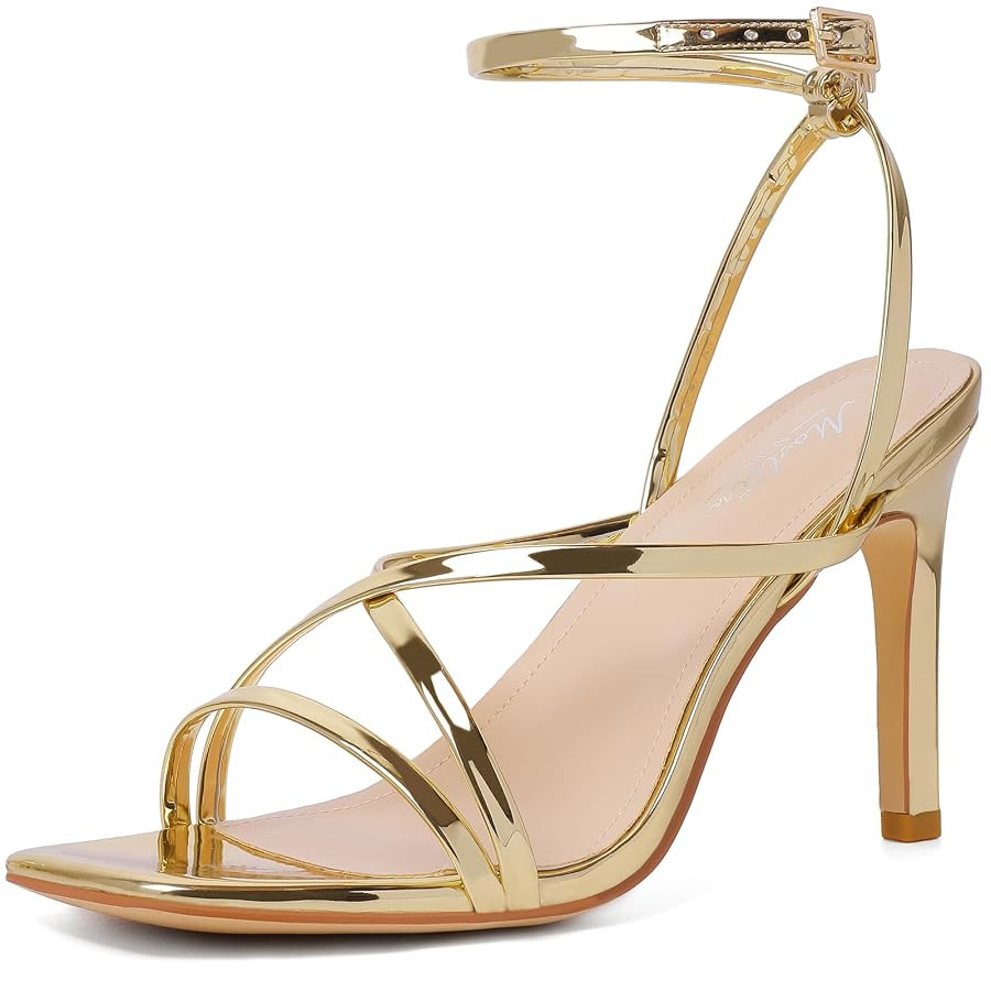 Mostrin Strappy Heels for Women Square Open Toe Lace Up Heeled Sandals Ankle Strap Sexy Stiletto ... | Amazon (US)