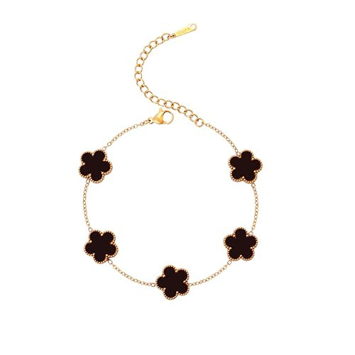 Clover Bracelet Set for Women-18K Gold Plated Lucky Flower Bracelets Stainless Steel Gold Flower Trendy Jewelry Gifts | Amazon (US)