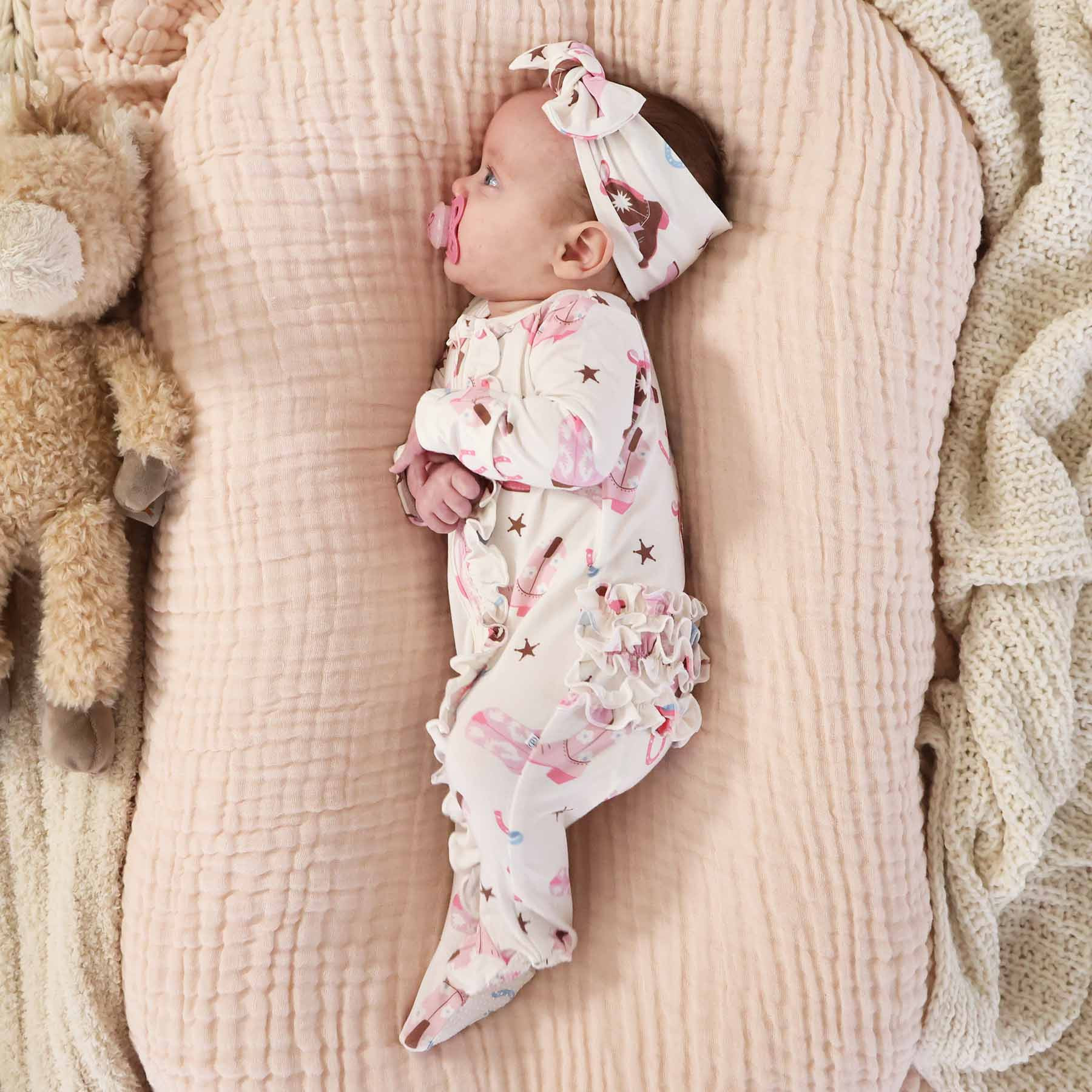 Boot Scootin' Pink Zipper Footie | Caden Lane