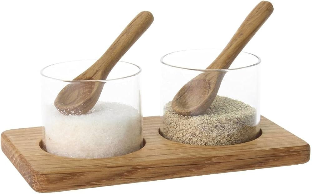 Olympia Salt and Pepper Pinch Pots Wood / Glass with New Useful Features | Amazon (UK)