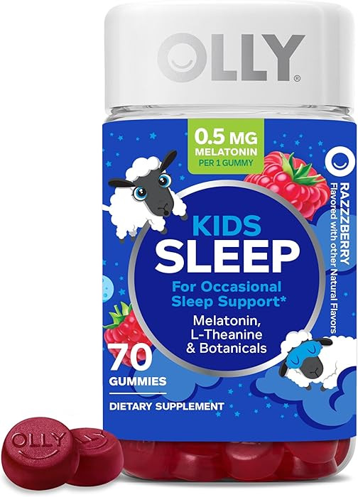 OLLY Kids Sleep Gummies, 0.5mg Melatonin, L Theanine, Chamomile, and Lemon Balm, Raspberry - 70 C... | Amazon (US)