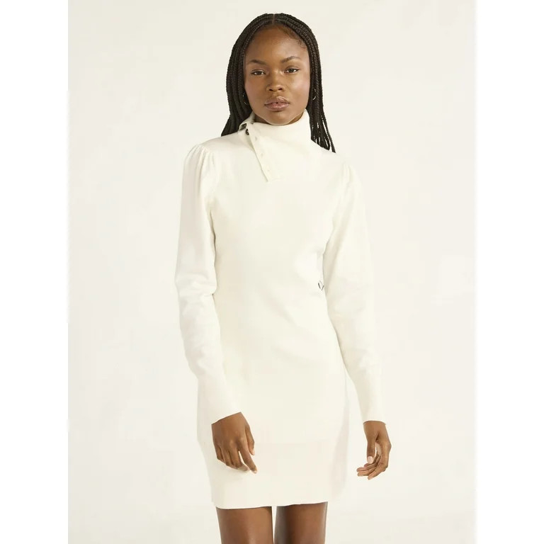 Free Assembly Women’s Split Neck Mini Sweater Dress, Sizes XS-XXXL | Walmart (US)