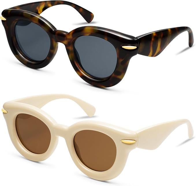 Appassal Chunky Round Sunglasses for Women Men Trendy Puffy Thick Inflated Shades AP3695 | Amazon (US)