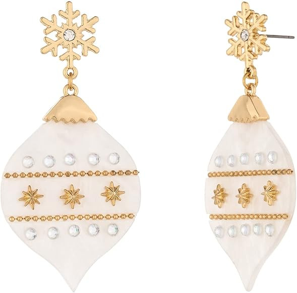MADISON TYLER Christmas Dangle Teardrop Earrings for Women | Gold Snowflake and Star Rhinestone E... | Amazon (US)