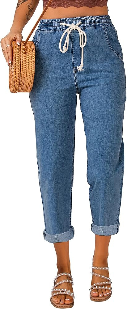 luvamia Women's Classic High Waist Stretch Loose Balloon Tapered Jeans Mom Jeans | Amazon (US)