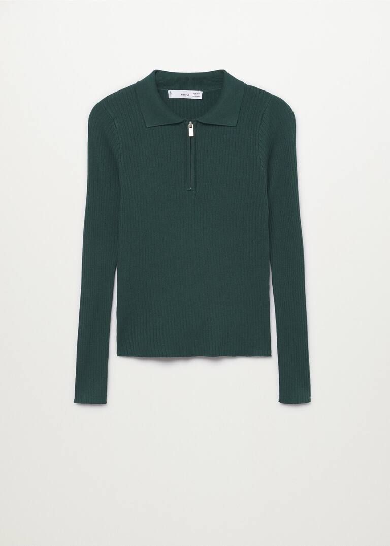 Ribbed sweater with zipper | MANGO (US)