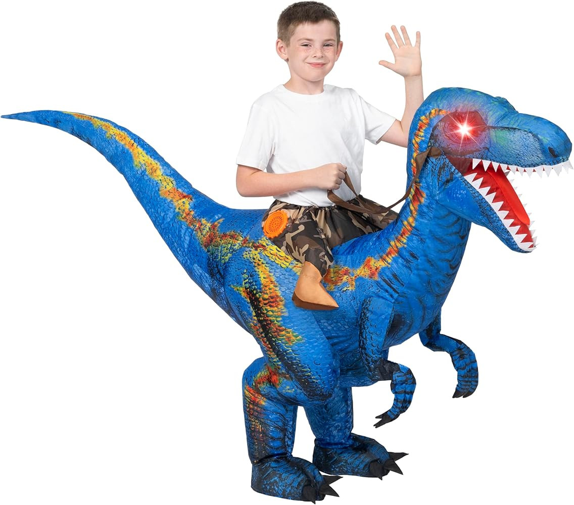 Spooktacular Creations Kids Halloween Inflatable Costume, LED Light Eyes Dinosaur Costume Blow Up... | Amazon (US)