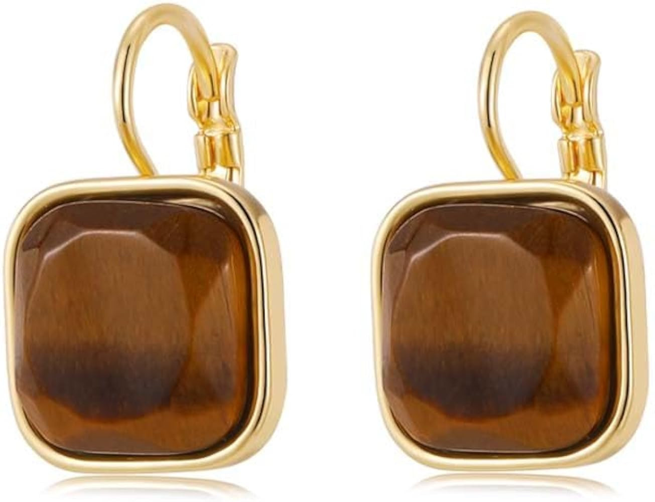 Vintage Drop Tiger Eye Earrings Brown Stone Jewelry for Women | Amazon (US)