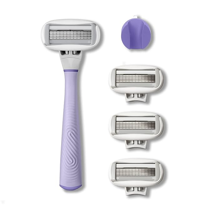 FLAMINGO 5-Blade Razors for Women - 1 Razor Handle + 4 5-Blade Refills + 1 Shower Holder - Lilac | Amazon (US)