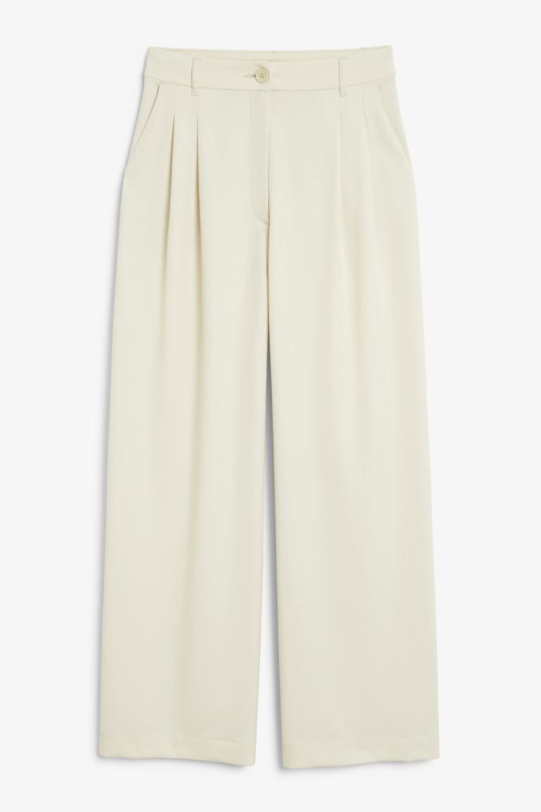 High waist wide leg trousers - Cream white - Ladies | H&M GB | H&M (UK, MY, IN, SG, PH, TW, HK)