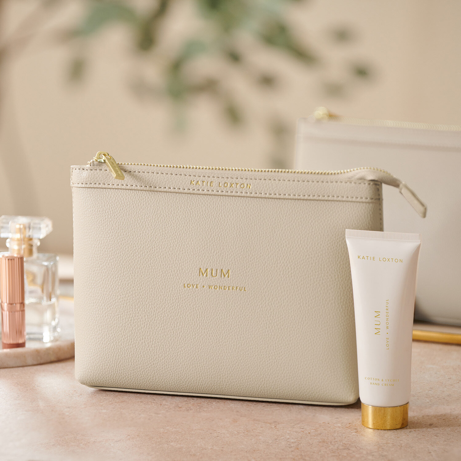 Katie Loxton 'Mum Love Wonderful' Light Taupe Makeup Bag Gift Set | Katie Loxton Ltd. (UK)