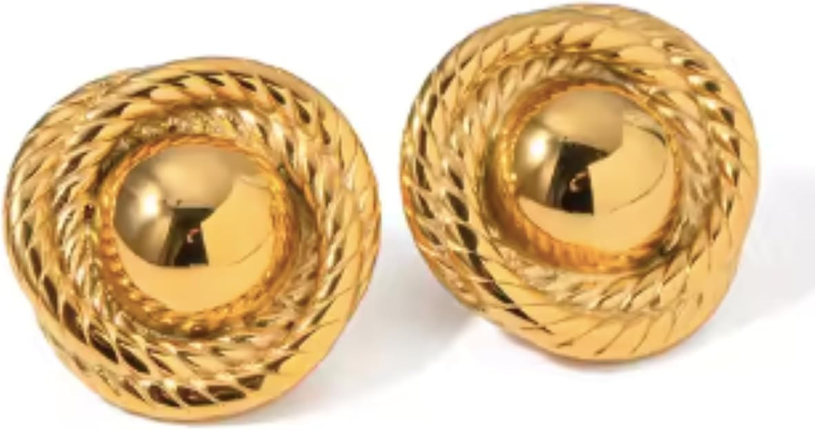 Gold Circle Rope Statement Earrings | 18K Gold Pated Stainless Steel | Hypoallergenic | Vintage C... | Amazon (US)