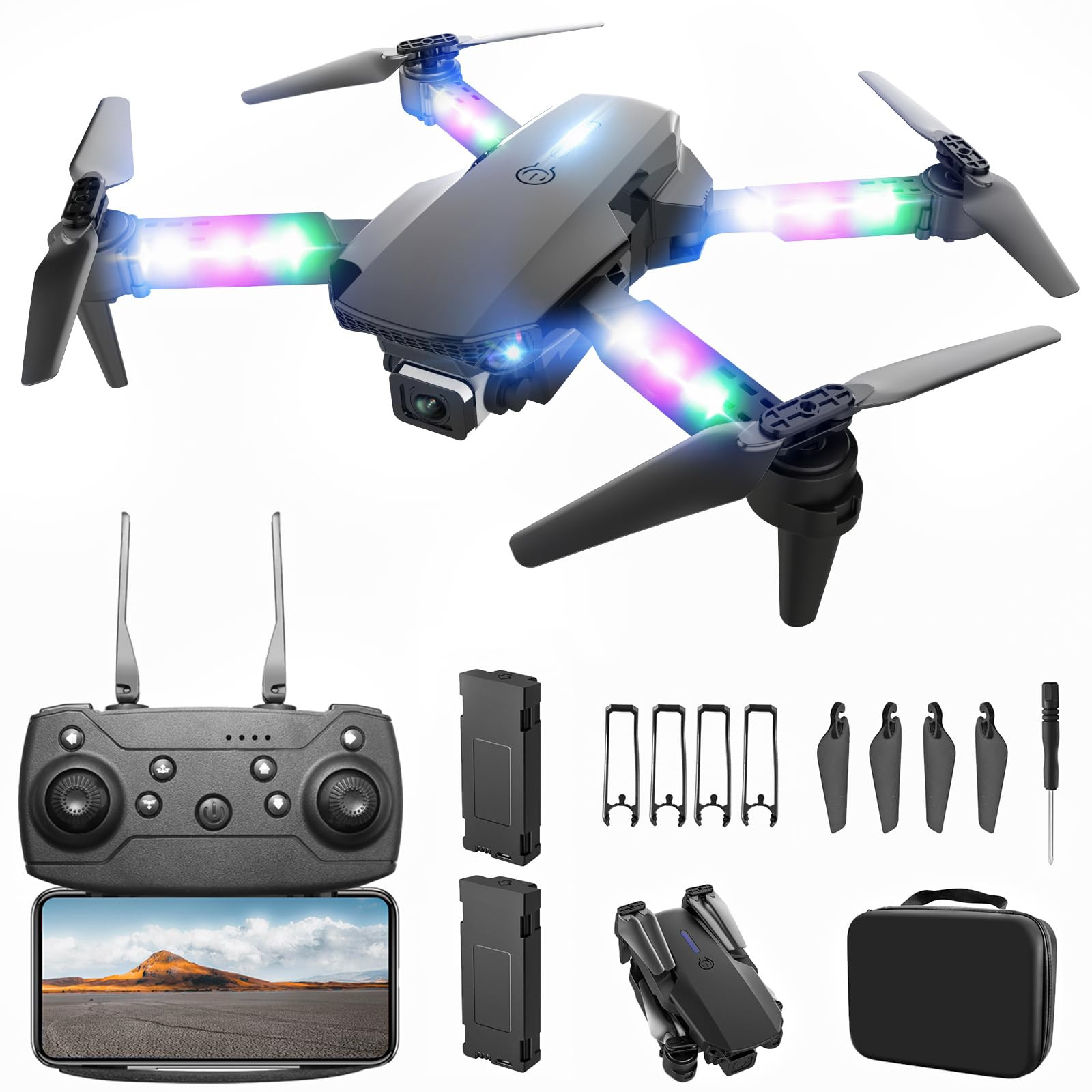 BEZGAR Drone with Camera for KIds - 1080P HD FPV RC Quadcopter with 90° Adjustable Lens, Coloefu... | Amazon (US)