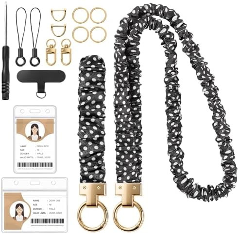 BESARME Scrunchie Lanyard with ID Holder Teacher Lanyards for ID Badges and Stretchy Scrunchie Ke... | Amazon (US)