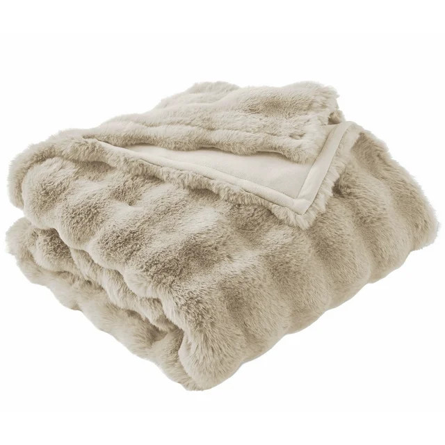 Better Homes & Gardens Beige Texture Faux Fur Throw, 50" x 72", Adult/Teen | Walmart (US)