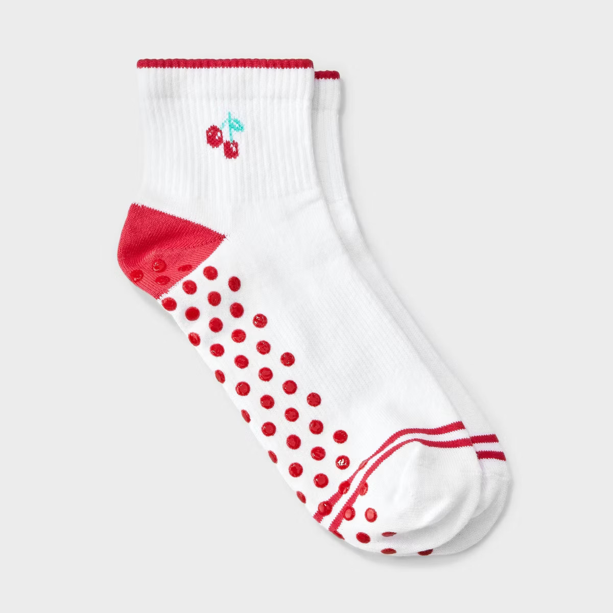 Women's Cherry Icon Pilates Ankle Grip Socks - JoyLab™ Red 4-10 | Target