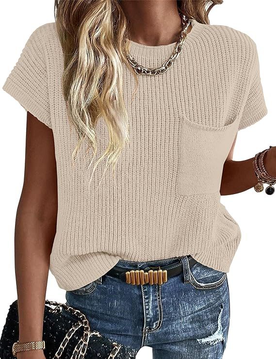 MISSACTIVER Women Vintage Sleeveless Knit Sweater Vest Loose Fit Mock Neck Cap Sleeve Casual Tank... | Amazon (US)