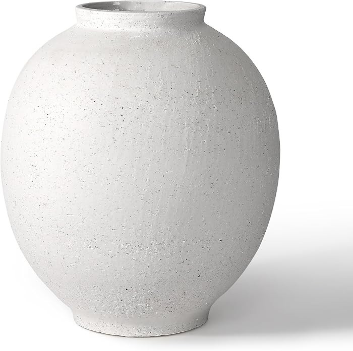 White Ceramic Large Vase - 9.84 Inch Round Modern Ceramic Vases,Tall Vase for Decor Living Room T... | Amazon (US)