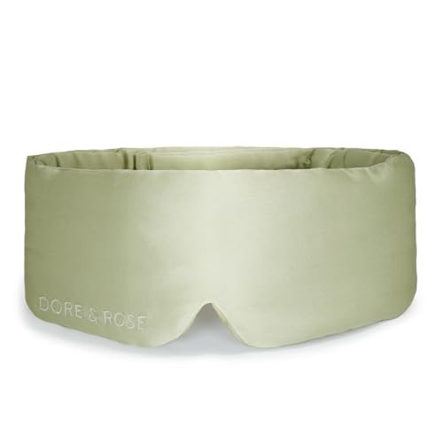 Dore & Rose Deep Sleep Mask Light Blocking, 23 Momme Mulberry Silk Eye Mask, Ultra Soft, Adjustable - Travel Sleeping Mask for Men & Women - Olive | Amazon (US)