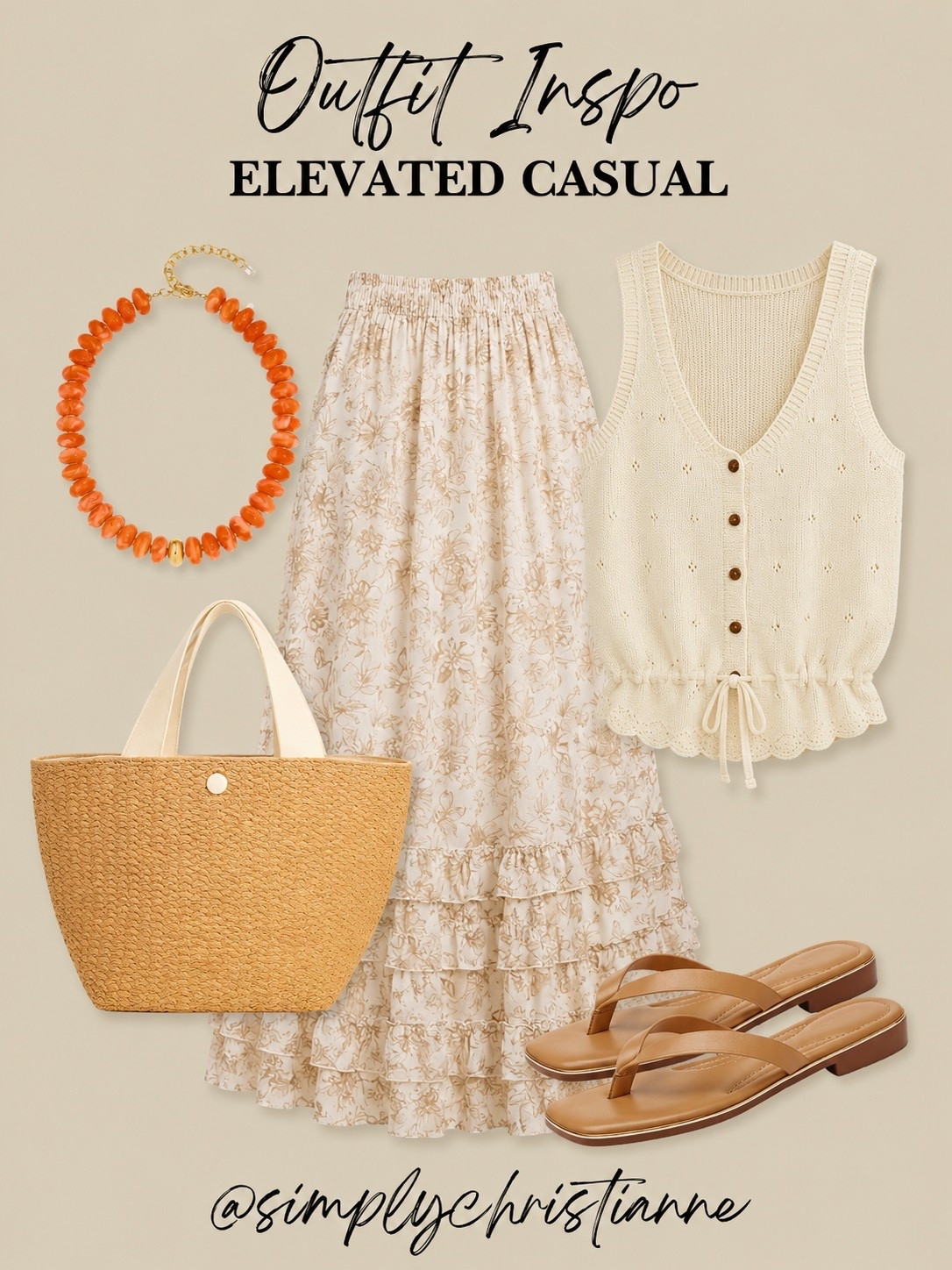 Soft neutrals, delicate florals, and woven textures make this outfit feel effortlessly elevated. 🌿🤍 Perfect for brunch, vacation, or a slow summer weekend. Everything is linked in the comments!  Amazon Fashion

#LTKootd
