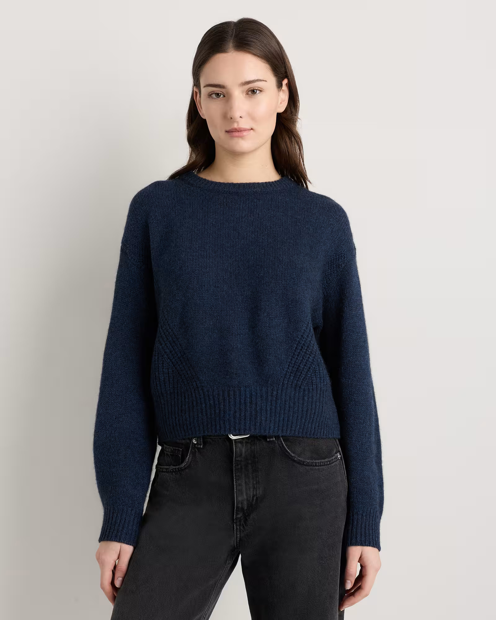 100% Yak Wool Pointelle Detail Relaxed Crew | Quince