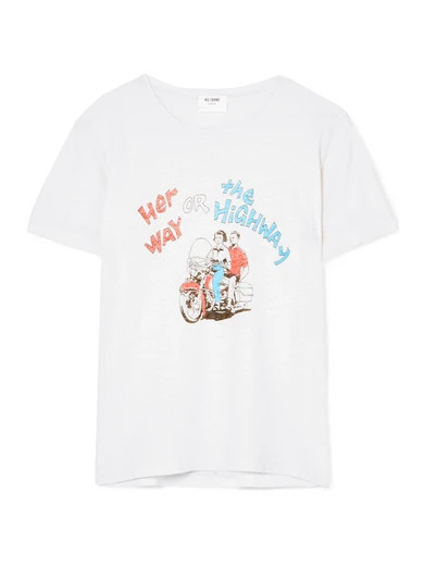 RE/DONE - Printed Cotton-jersey T-shirt - White | NET-A-PORTER (UK & EU)