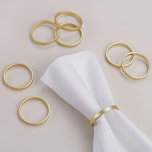 Cuff Brushed Gold Napkin Rings Set of 4, Circle Napkin Buckles Holder for Wedding Reception, Mode... | Amazon (US)