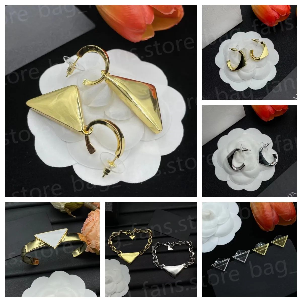 Fashion Designer Earrings for Women Triangle Earring Gold Silver Couple Friens' Gifts with Box 25... | DHGate