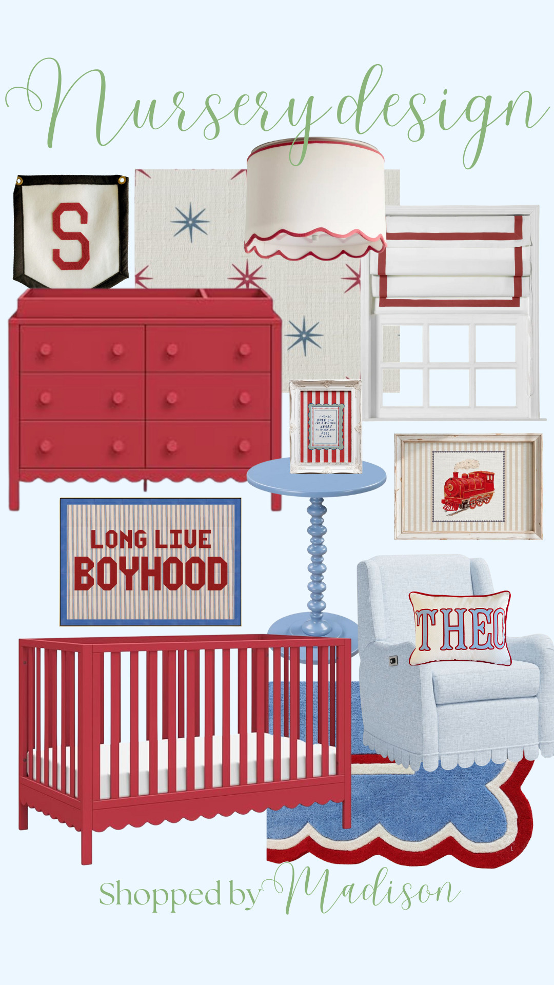 Baby boy nursery design, nursery design, interior design, boys room decoration, boys room decor, red and blue boys room, blue and red decor, toddler boy room ideas 

 

#LTKHome #LTKBaby #LTKBump