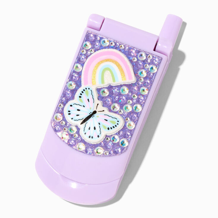 Claire's Club Purple Butterfly Bling Flip Phone Lip Gloss Set | Claire's (US)