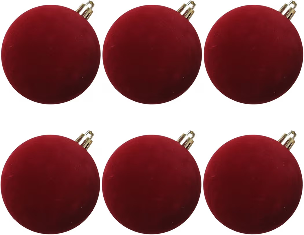 Senjie 4inch Christmas Tree Ornaments Velvet Balls,6pcs Flocked Decoration Balls Ornaments Sets f... | Amazon (US)