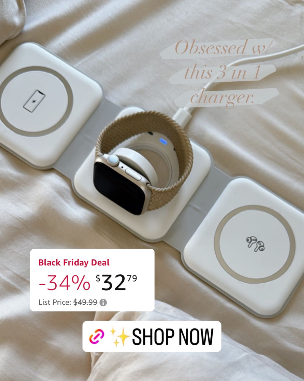 I’m obsessed with this 3 in 1 charger and it’s so cheap right now! Would make such a great gift too!

#LTKsalealert #LTKCyberweek #LTKGiftGuide