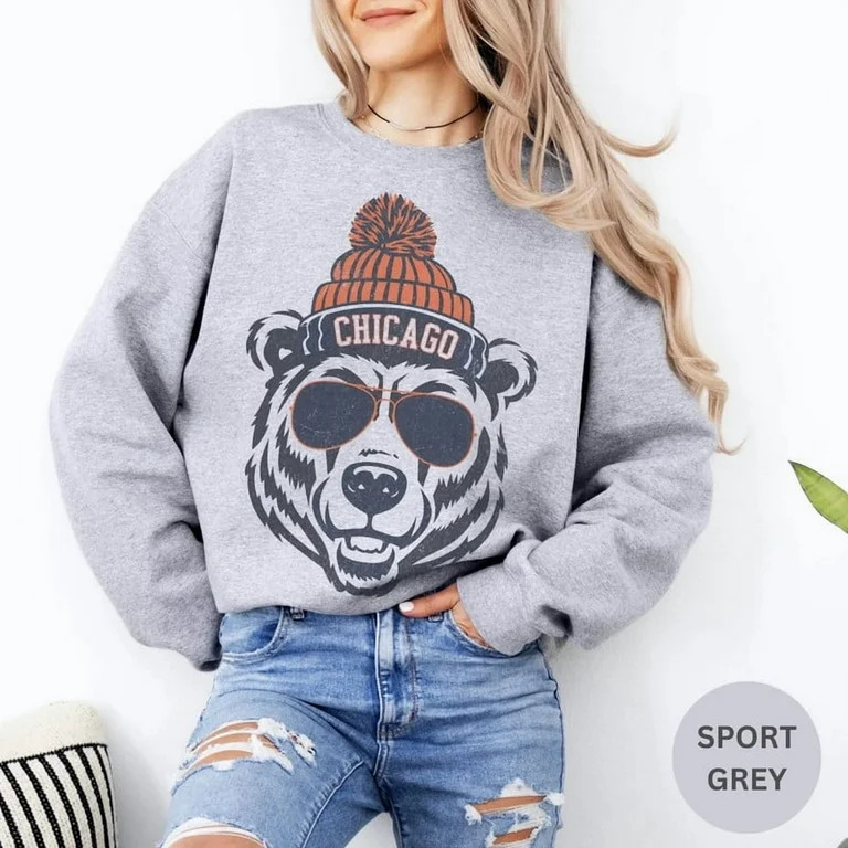 Vintage Chicago Football Sweatshirt | Classic Game Day Crewneck | Bear Fan Gift | Walmart (US)